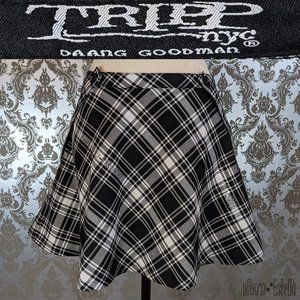 Tripp nyc Suspenders Plaid Skirt